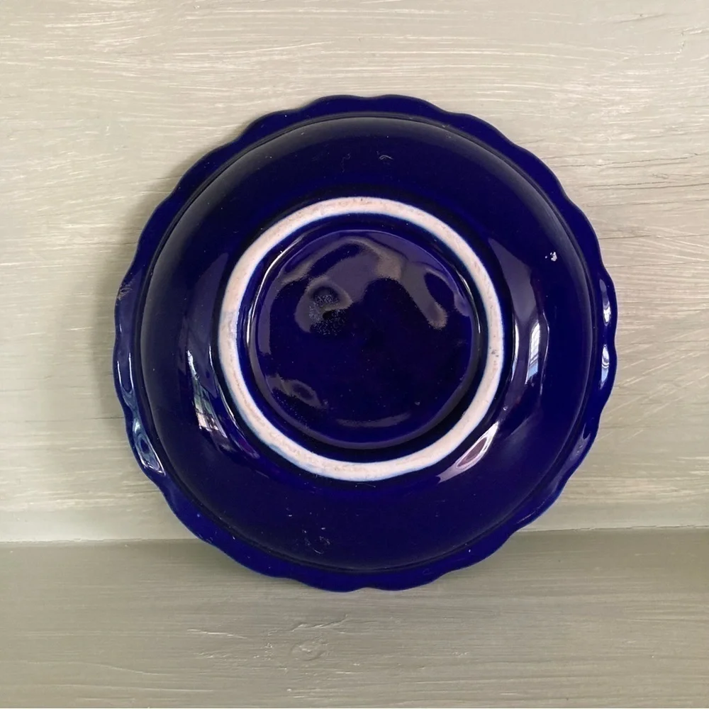 Vintage Cobalt Blue Asian Floral Pitcher and Basin Set Small
